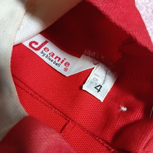 4T Vintage 1960's Girls Shirt Sleeveless Mod Red/White JEANIE Top NEW NWD TAGS D - Picture 3 of 9